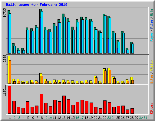 Daily usage for February 2019