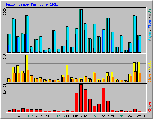 Daily usage for June 2021