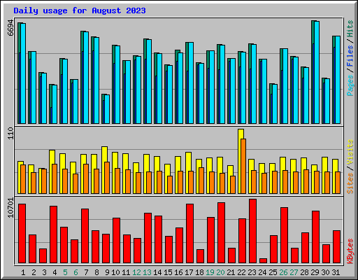 Daily usage for August 2023
