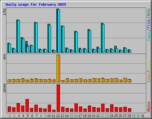 Daily usage for February 2025