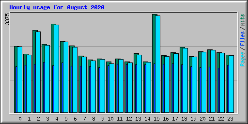 Hourly usage for August 2020